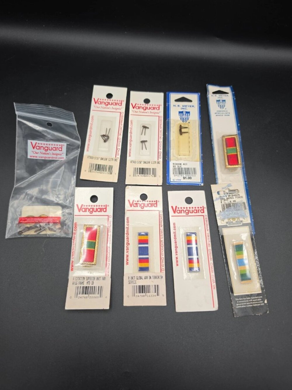 VANGUARD US Military Ribbon Emblem Insignia Dress Blues Uniform Lot Of 9 NIB